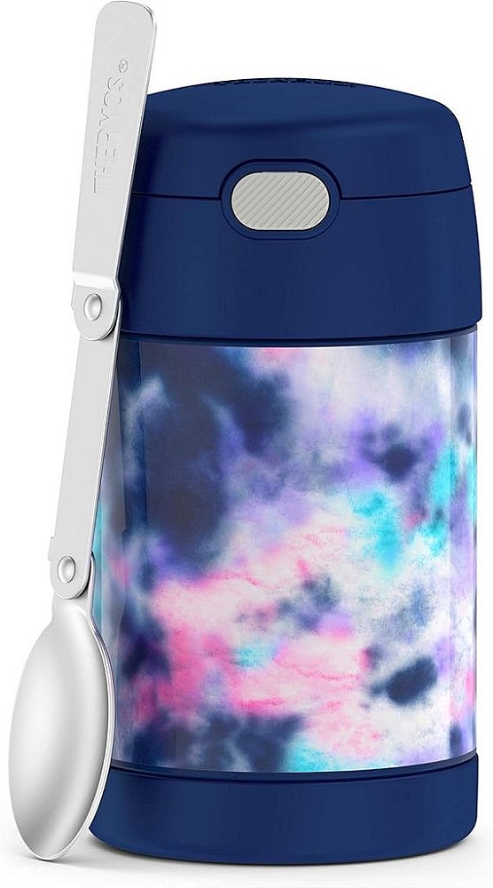 Pote Térmico de Aço Inoxidável com Isolamento a Vácuo de 16 Ounce, Funtainer, Tie Dye com Colher
