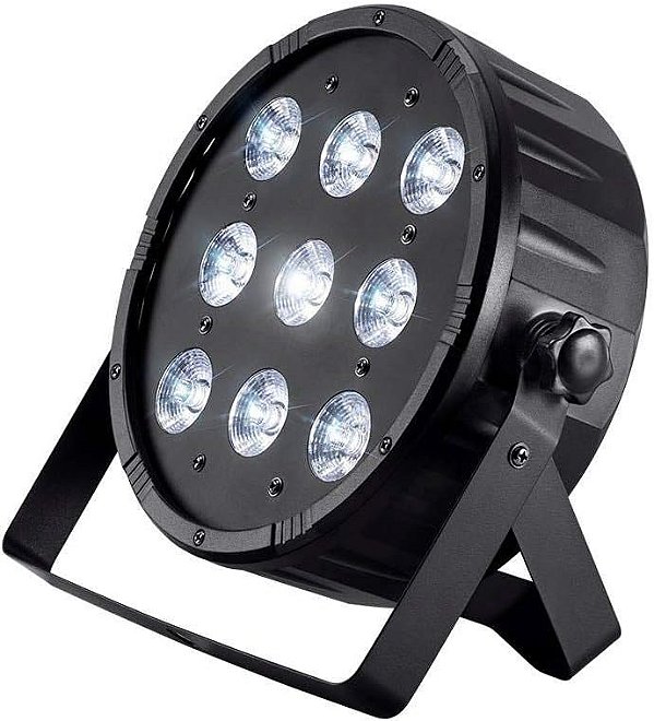 Luz de Lavagem de Palco Monoprice 9 x 10 Watts Quad LED Flat Par (RGBW) Preto, Opção DMX de 8 Canais - Série Stage Right