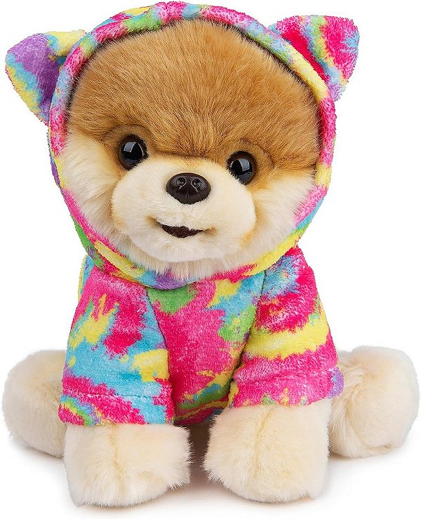 GUND Boo, O Cãozinho Mais Fofo do Mundo com Moletom Arco-Íris de Pelúcia Pomerânia para Idades a Partir de 1 Ano, 9”
