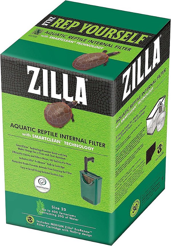 Filtro Interno para Répteis Aquáticos Zilla com Tecnologia SmartClean™ Tamanho Médio