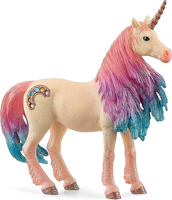 Figurino de Mare Unicórnio Decorado Mítico da baía de Schleich - Com Detalhes Brilhantes e Strass, Brinquedo Imaginativo e Durável para Meninas e Meninos, Presente para Crianças de 5+