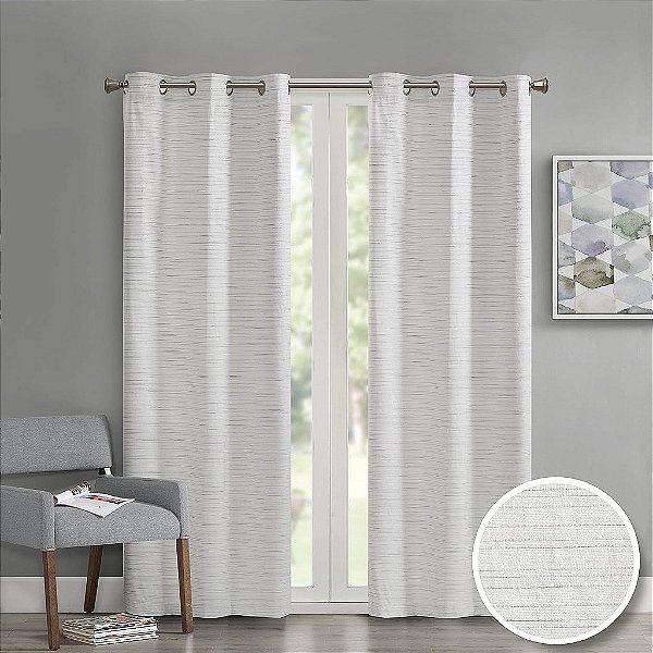 Cortina de Janela com Escurecimento de Ambiente Comfort Spaces Grasscloth - Par de 2 Painéis com Ilhós, Eficiente em Economia de Energia, para Sala de Estar, Quarto e Dormitório, 40 L x 84