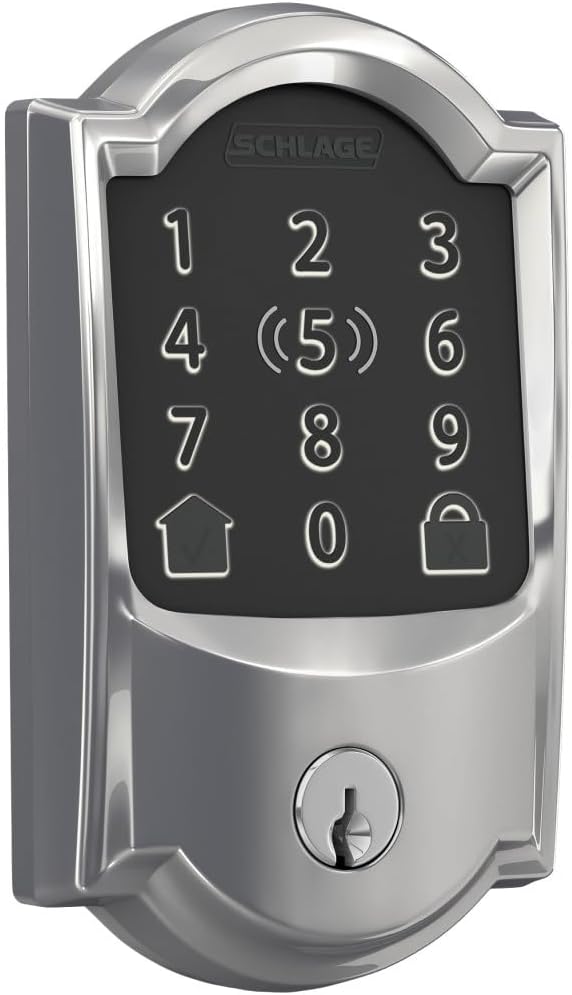 Fechadura Eletrônica Schlage BE499WBCAM625 Encode Plus Camelot WiFi Deadbolt Croma Brilhante