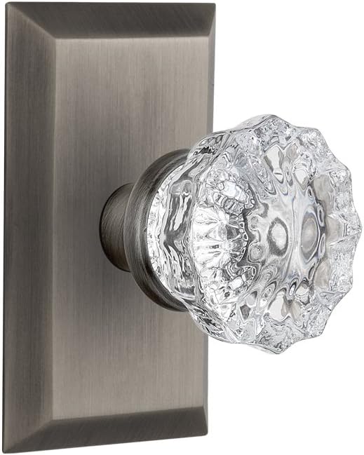 Placa de Estúdio Nostálgica com Maçaneta de Cristal, Passagem - 2.375, Estanho Antigo