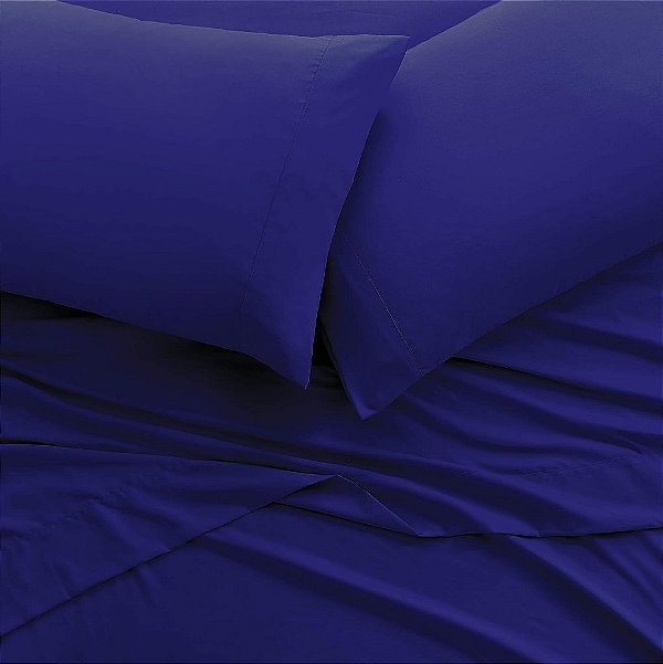 Coleção de lençóis de microfibra escovada super macia e fácil de cuidar da Brielle Home, tamanho casal, azul.