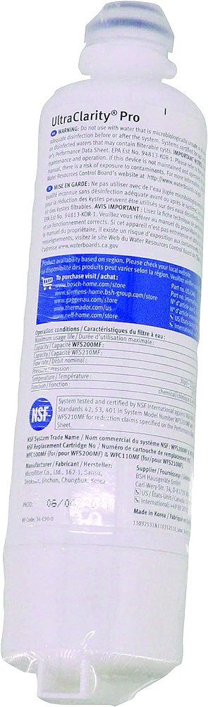 Filtro de água Bosch 11032531 Genuine OEM UltraClarity® Pro (Branco) para geladeiras Bosch