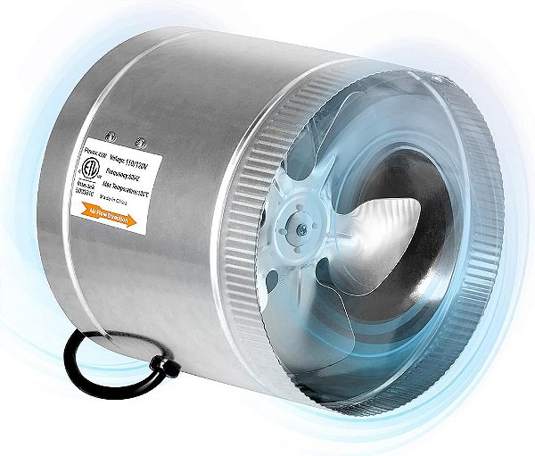 Ventilador de dutos de reforço iPower de 8 polegadas com 420 CFM para exaustão HVAC, ventilação silenciosa para tendas de cultivo, porões, banheiros, cozinhas e sótãos.