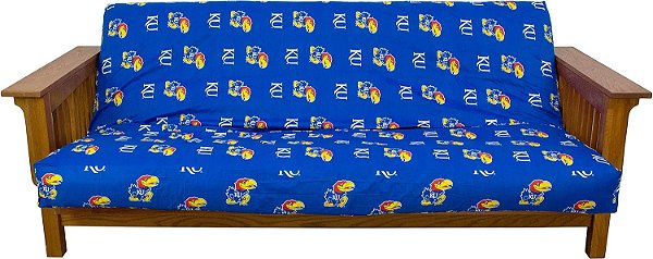 Tampa do futon College Covers Everything Comfy Kansas Jayhawks, tamanho completo (54 x 76 x 6), para colchões de 6 e 8