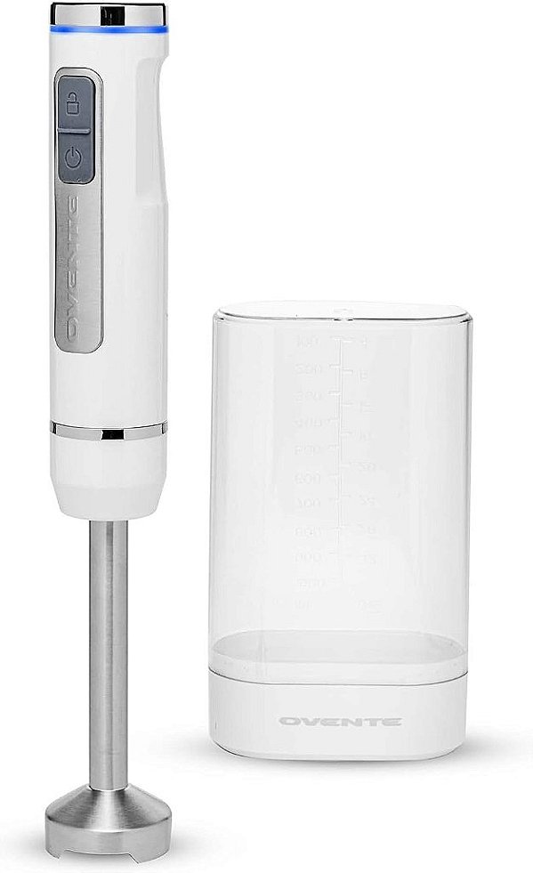 OVENTE Liquidificador de Imersão Elétrico Sem Fio 200 Watts 8 Velocidades de Mistura com Lâminas de Aço Inoxidável, Portátil e Recarregável, Perfeito para Smoothies, Purê de Comida para