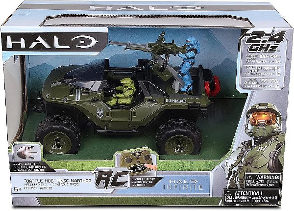 NKOK Halo Infinite RC: Batalha do Warthog UNSC - com o Mestre Chefe e Spartan, controle remoto de 2.4 GHz com veículo de impulso turbo