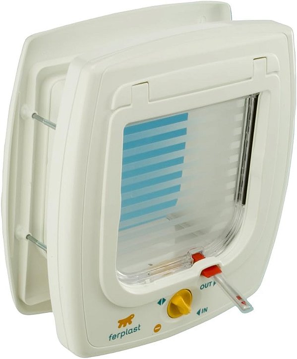 Porta para Gatos Ferplast 'Swing 7' com Sistema de Trava de 4 Vias e Chave Magnética | Porta para Animais de Estimação Universal Branca para Uso Interior e Exterior Ideal para Gatos e Cães Pequenos de