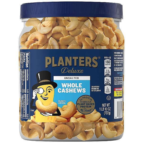 Castanhas de Caju Premium sem sal da PLANTERS, lata de 1,63 lb.