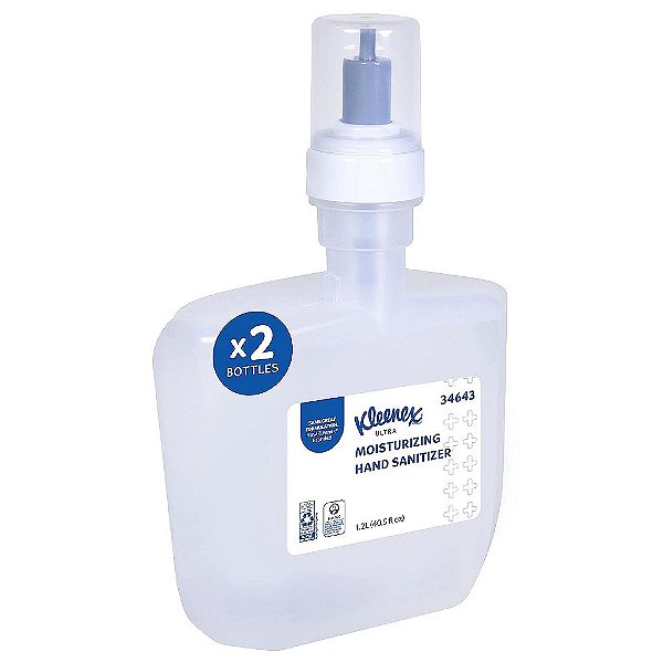 Recarga de sabonete líquido sem fragrância Kleenex® Ultra Moisturizing Foam Hand Sanitizer (34643), 1,2 L transparente para dispensadores automáticos Kimberly-Clark Professional™ ICON™ e Scott® Pro™,  Ecologo, NSF