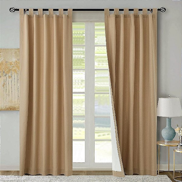 Painel de Cortina Isolado Loft Living Winmate em Algodão com Aba de Topo - Par Cada 40 x 84 em Cáqui