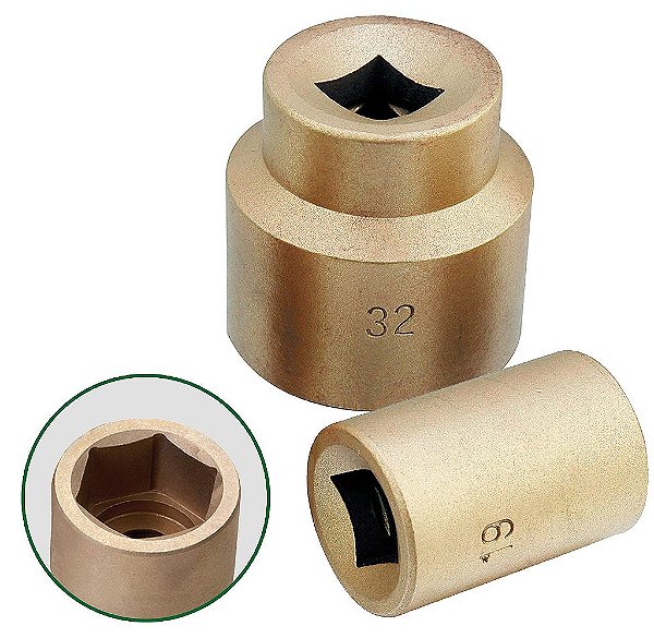 CS Unitec | Soquete de 6 pontos à prova de faíscas | Encaixe de 1/2 pol. | Soquete de 13/16 pol. | Certificado TUV | Bronze de alumínio | Não magnético | Resistente à corrosão