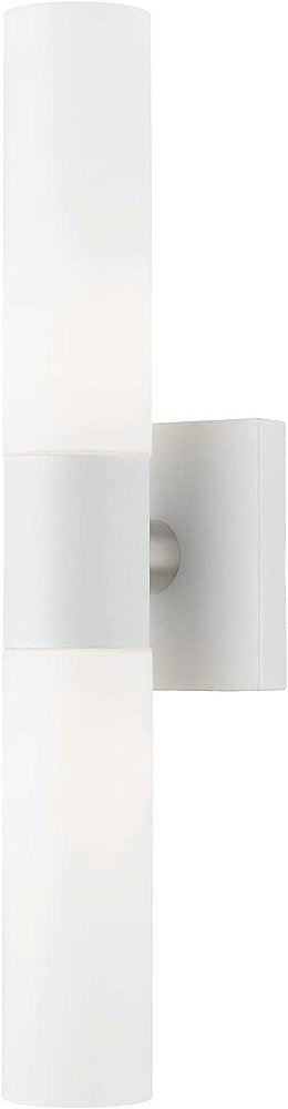Iluminação Livex 10102-03 Aero 2 Luz ADA Aplique de parede, Branco com Detalhes em Níquel Escovado, 4.5 x 17.75.
