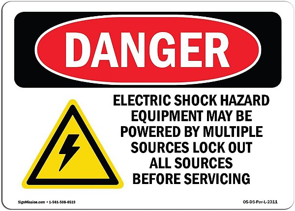 Placa de Perigo da OSHA - Equipamento de Perigo de Choque Elétrico | Adesivo | Proteja Seu Negócio, Canteiro de Obras, Armazém e Área de Comércio | Feito nos EUA