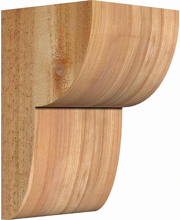 Moldagem de Ekena Millwork COR06X06X10CRE00RWR 6 W x 6 D x 10 H Crestline Rough Sawn Corbel, Cedro Vermelho Ocidental