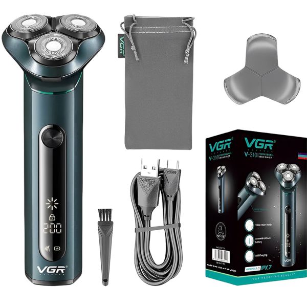 Aparador Elétrico VGR V-310 Waterproof Recarregável - Preto/Verde