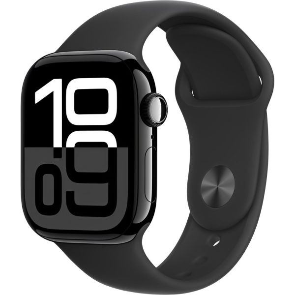 Apple Watch S10 caixa de alumínio em jet preto e pulseira esportiva preto 42 mm M/L MWWF3LW/A