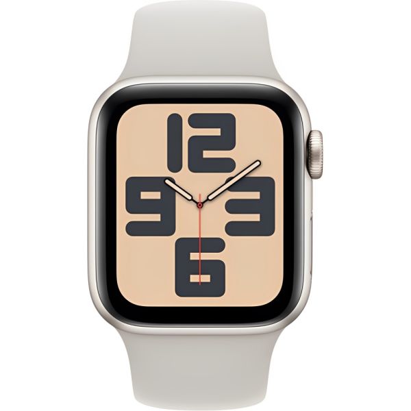 Apple Watch SE 2ª geração (2024) caixa de alumínio em Starlight pulseira esportiva na cor Starlight 44 mm S/M MXEU3LL/A