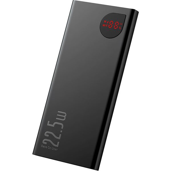 Carregador Portátil Baseus Adaman LCD 22.5 W 10.000 mAh 2 USB-A + USB-C + Micro USB - Preto (PPAD070001)