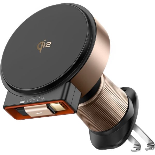 Carregador Sem fio Retrátil Mcdodo para Carro MagQ Qi2 CH-0091 USB-C 15 W - Dourado