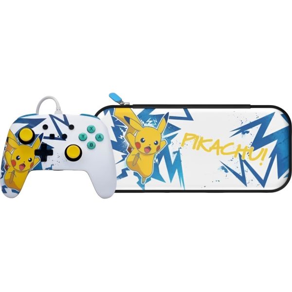 Controle Com Fio PowerA Enhanced para Nintendo Switch + Estojo PowerA Pikachu HV PWA-B-03101