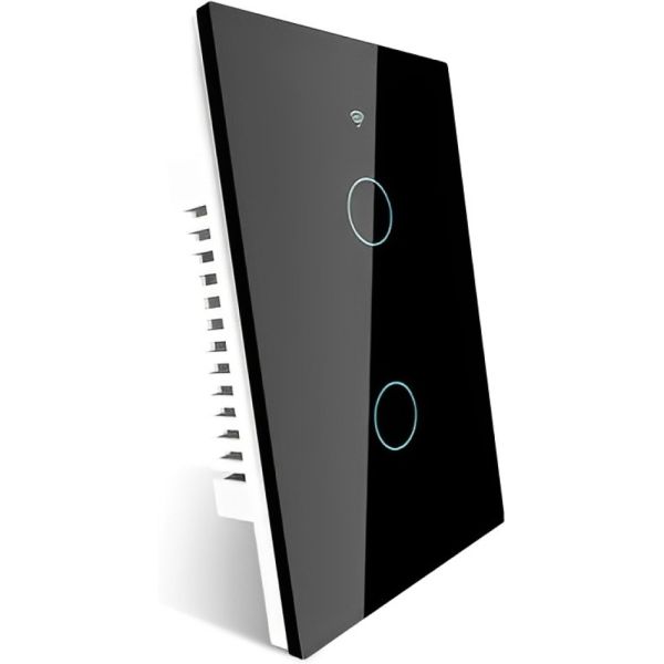 Interruptor de Luz Inteligente Moes WRS-US2-L Wifi + RF 2 Botões - Preto
