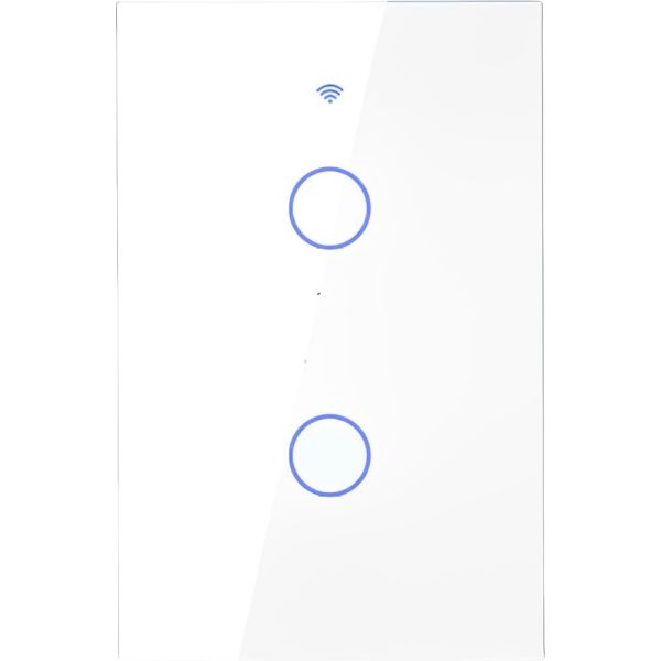 Interruptor de Luz Inteligente Touch Moes Zigbee ZS-US2-LN-WH-MS 2 Botões Wifi - Branco