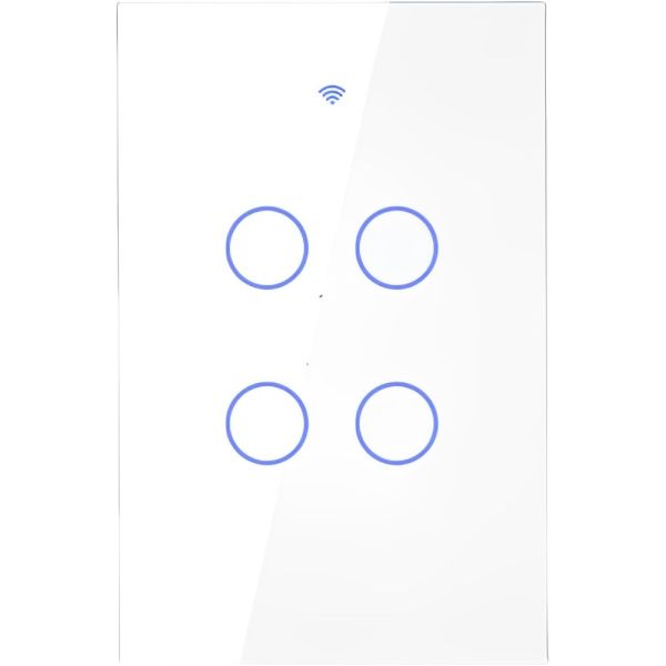 Interruptor de Luz Inteligente Touch Moes Zigbee ZS-US4-LN-WH-MS 4 Botões Wifi - Branco