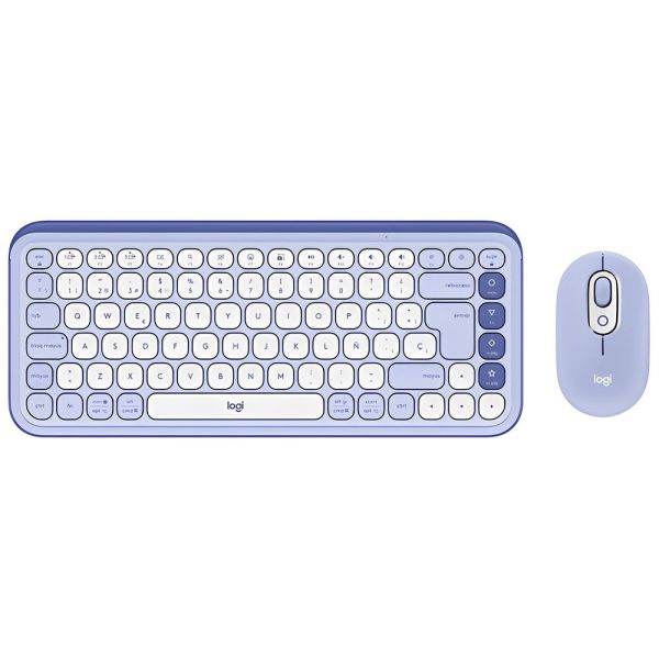 Kit Teclado + Mouse Sem fio Logitech Pop Icon Combo - Purple/White (920-013054)