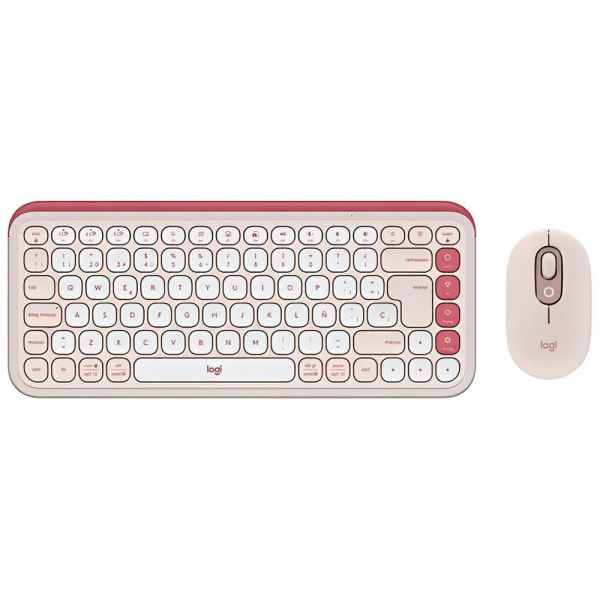 Kit Teclado + Mouse sem fio Logitech Pop Icon Combo - Rose (920-013053)