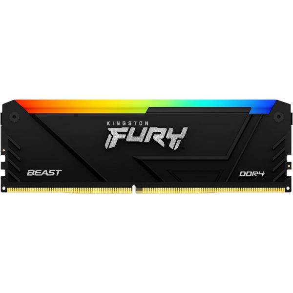 Memória RAM DDR4 Kingston 3200 MHz 16 GB Fury Beast RGB KF432C16BB12A/16 - Preto