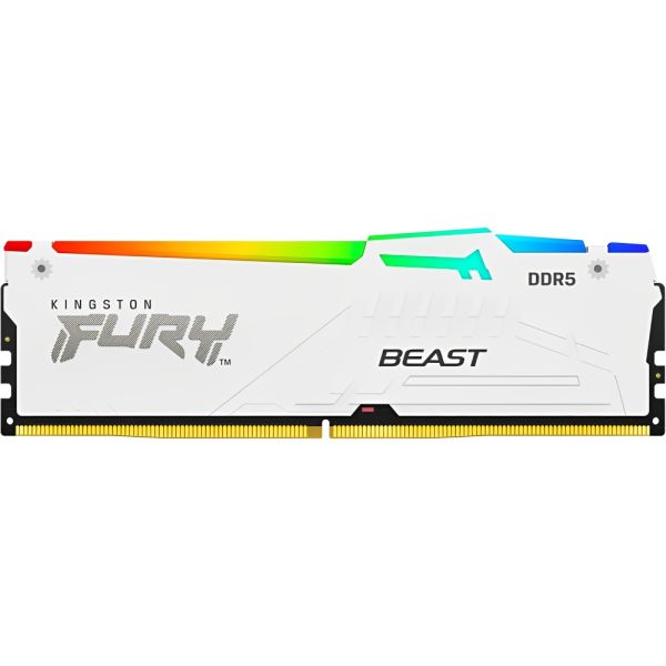 Memória RAM DDR5 Kingston 5200 MHz 16 GB Fury Beast RGB KF552C40BWA-16 - Branco