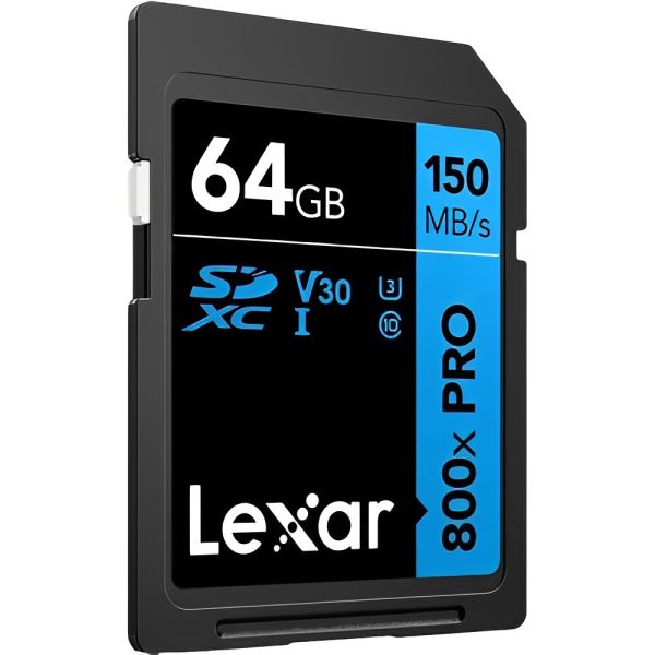 Memória SD Lexar 800X Blue Series High-Performance 150-30 MB/s C10 U3 V30 64 GB (LSD0800P064G-BNNNU)