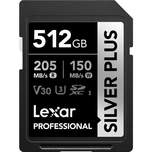 Memória SD Lexar Professional Silver Plus 205-150 MB/s C10 512 GB (LSDSIPL512G-BNNNU)