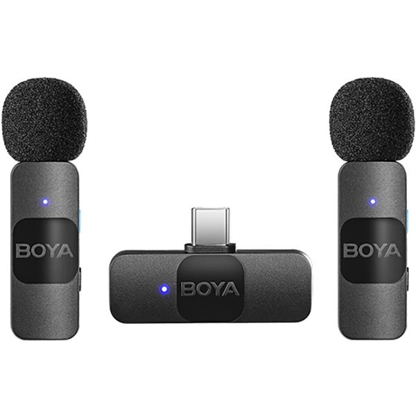 Microfone Sem fio Boya BY-V20 (2TX+1RX) USB-C - Preto