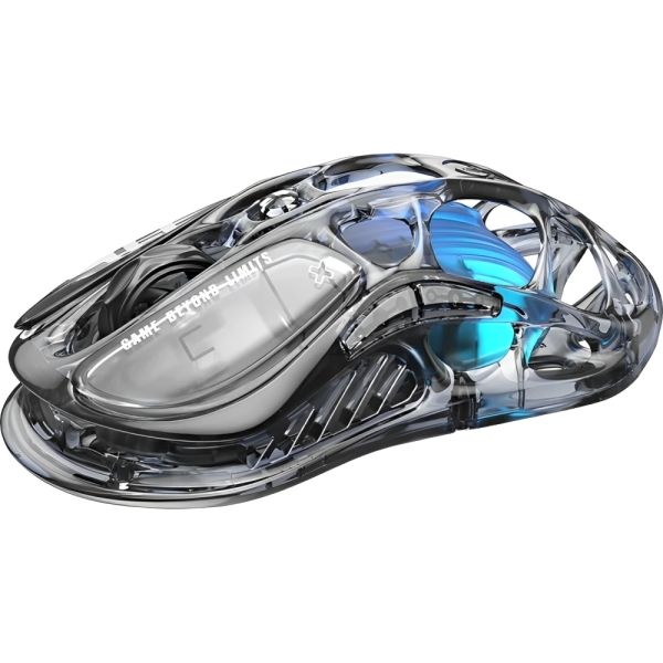 Mouse Gamer GravaStar Mercury M2 RGB Sem Fio - Preto Transparente