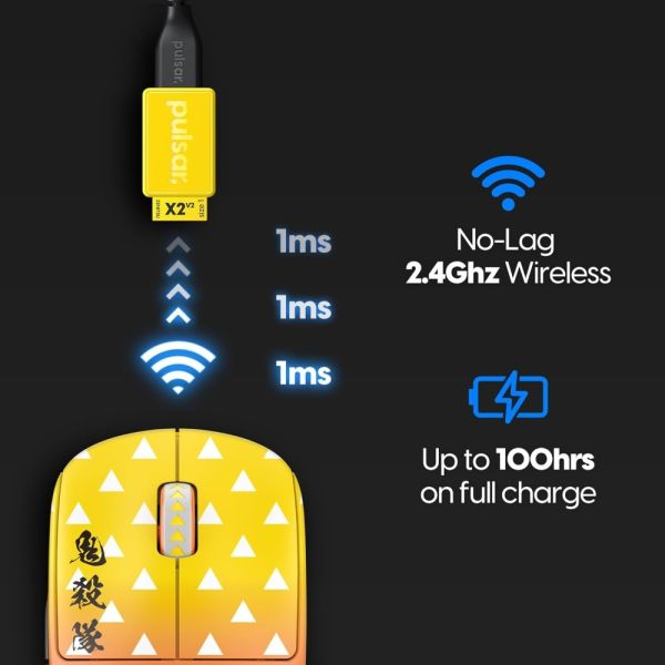 Mouse Pulsar X2V2 Wireless Mini Demon Slayer - Zenitsu