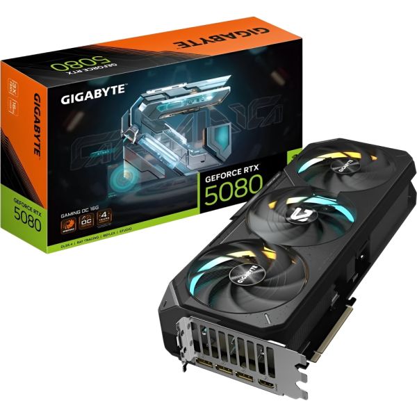 Placa de Vídeo Gigabyte Gaming GeForce RTX 5080 OC Edition 16 GB GDDR7 (GV-N5080GAMING OC-16GD)