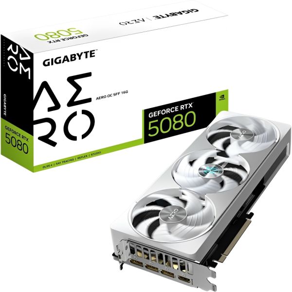 Placa de Vídeo Gigabyte GeForce RTX 5080 AERO OC SFF 16 GB GDDR7 (GV-N5080AERO OC-16GD)