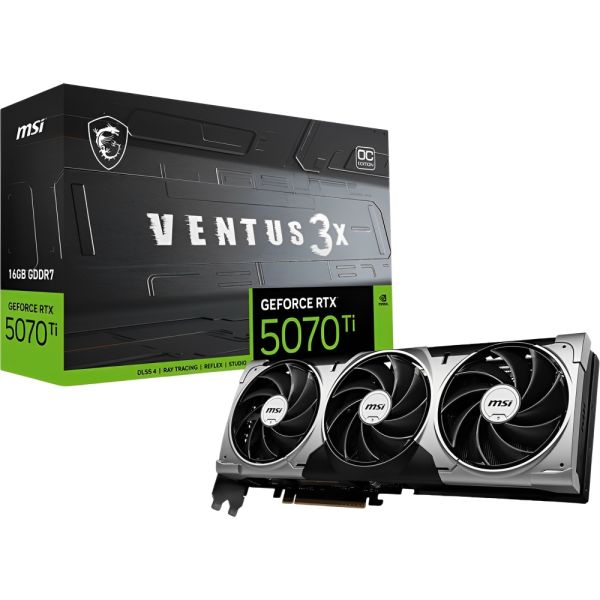 Placa de Vídeo MSI GeForce RTX 5070 Ti Ventus 3X OC Edition 16 GB GDDR7 (G507T-16V3C)