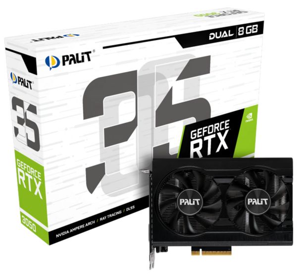 Placa de Vídeo Palit GeForce RTX 3050 Dual 8 GB GDDR6 (NE63050018P1-1070D)