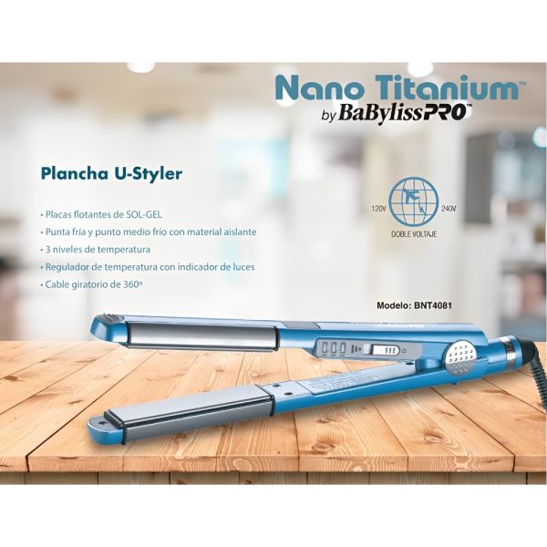 Prancha BaBylissPRO BNT4081 Curl Nano Titanium 25 mm - Azul/Prata