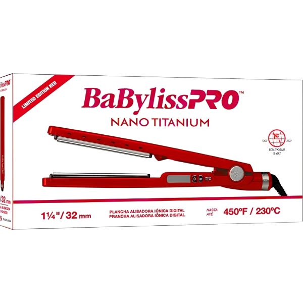 Prancha BaBylissPRO BNT4091TUZ Íonica Nano Titanium 32 mm - Vermelho