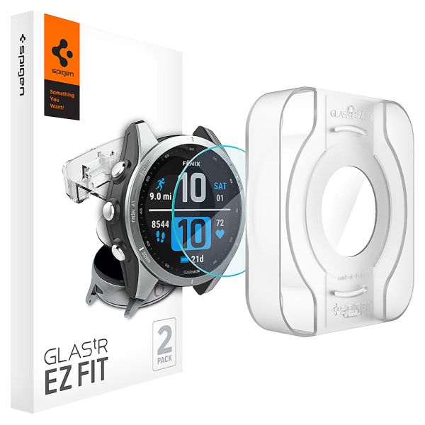 Protetor de Tela Spigen GLAS.tR EZ FIT AGL04631 para Garmin Fénix 7S - 2 unidades