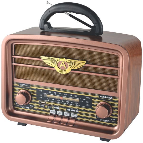 Rádio Portátil Megastar RX939BT AM/FM - Marrom/Dourado