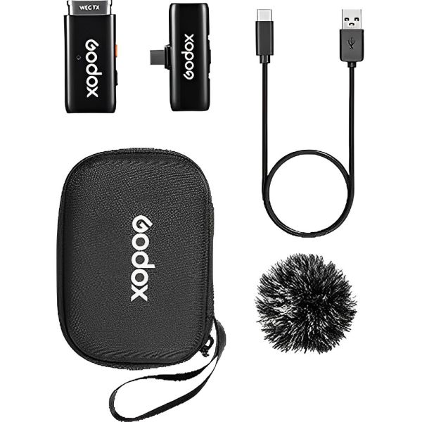 Sistema de Microfone Godox WES2 USB-C 2TX+1RX Sem fio