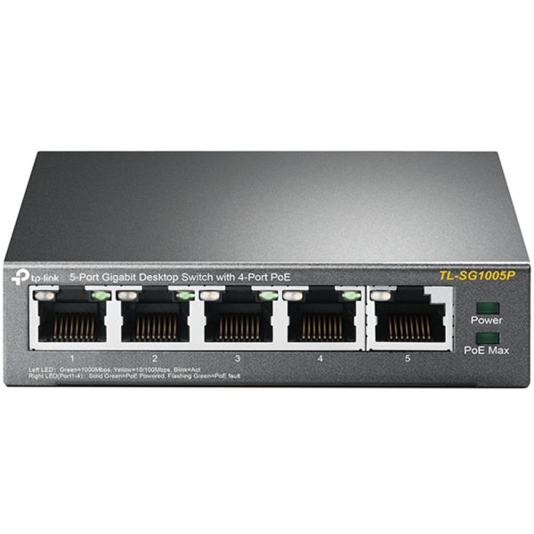 Switch Ethernet TP-Link TL-SG1005P 5 Portas 10/100/1000Mbps PoE